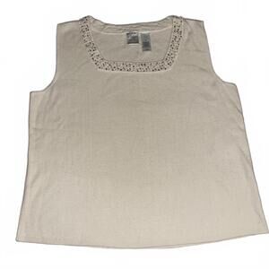 Emma James Women's Cream Beaded Tank Top Size 2X Soft Office NWT Work Dressy